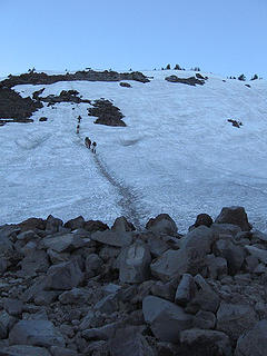 Dirty trail to avoid the Crescent Glacier