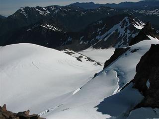 Snow Dome, Blue Glacier, lateral moraine from summit