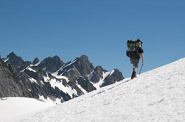 Just Todd ascending La Bohn Peak