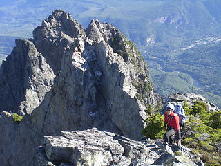 Wayne approaching the summit of Middle Index.