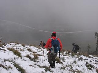 slippery descent where fresh snow made it tricky