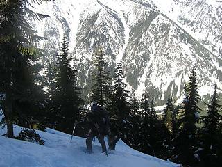 Carol (Silly Traveler) heading up the slope