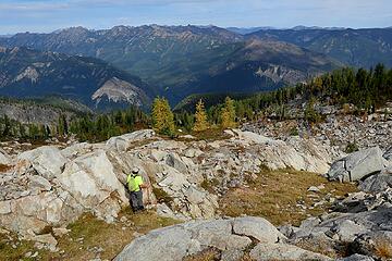 Don heading back down toward the gullies