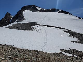 Only snow on the ridge traverse