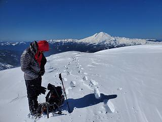 Eric giving the summit cornice a lot of room