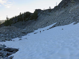 Once through the notch, the hike across some snow fields to the ridge.