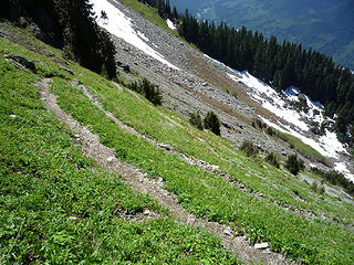 Looking back down into the basin