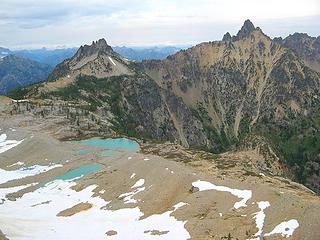 View from 7500 col.  Devore Lakes, White Goat, & Tupshin.