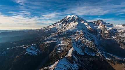 Flying up and around Mount Rainier towards Dusk.  Zeiss 16-35 and 55mm and sony a7r2`