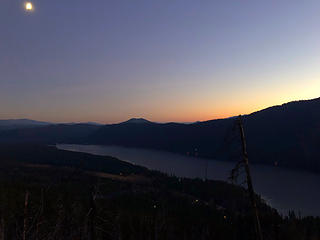 Moonrise over Lake Wenatchee from Dirtyface Peak  11/17/18