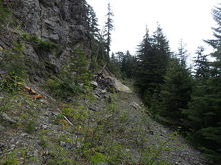 one of several slides along the road, this one is fairly easy to pass below