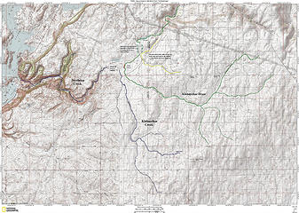 Annotated map of the Northrup Canyon - Klobuschar Creek area.