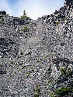 Scree slope from camp to the ridge.