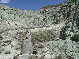 This eerie landscape is Blue Basin, part of the John Day Fossil Beds, located near Dayville, OR, off of Hwy 19/26.