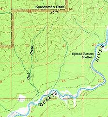 Kloochman Rock Trail - 1956 USGS 15-min topo Kloochman Rock (excerpt)