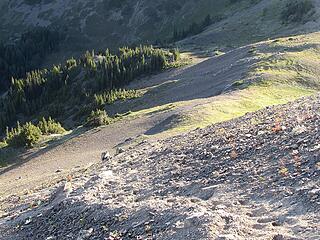 Part of the steep and eroded section of trail