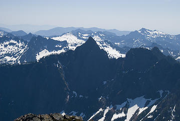 The now almost unreachable Red Mountain in Sultan Basin. Mt Stickney in the distant right.