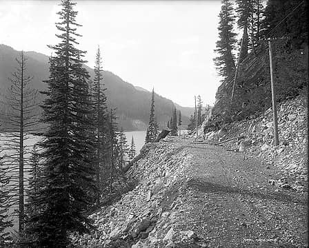 New State Road over Snoqualmie Pass, Keechelus Lake; Ashahel Curtis; Sep. 1911