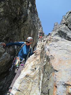 downclimbing the gully