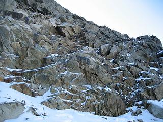 looking up at the north face class 3 blocks