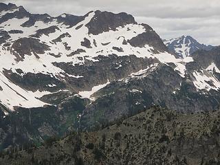 Red Mountain and ridge to Chiwawa. Spider Glacier and Spider Gap below. Plummer Mtn. far right background ?