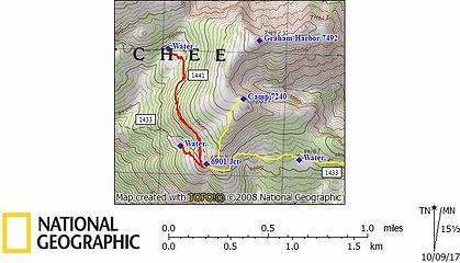 Quest for water GPS track (red line)