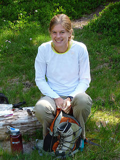 Hannah resting at Crescent Lake