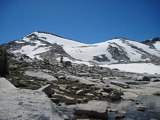 Little Anna, the snow field to cross is in the upper left
