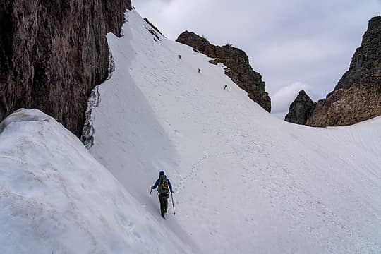 Traversing back to the saddle, other group heading up