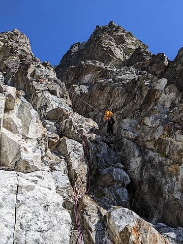 Rapping down below the chockstone