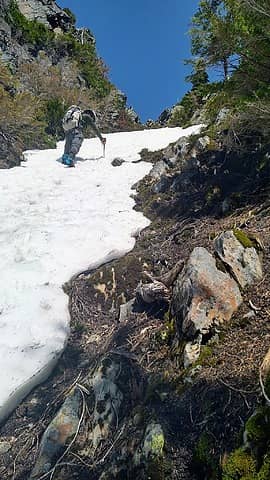 downclimbing the gully