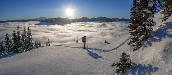 Pausing for the view before we descend . . .