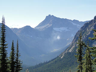 Lewis Lake fire below Corteo Peak.