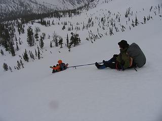 Glissading down into Beverly Creek