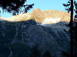 Through another hole in the trees I got this great sunrise photo of Tricouni Peak the next morning