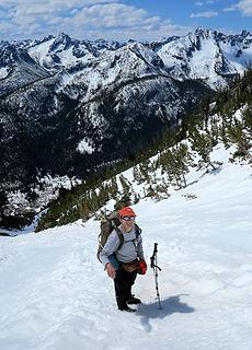 Mike high in the gully