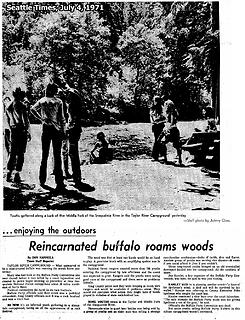 Buffalo Party gathers at the old Taylor River campground on July 4, 1971