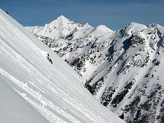 Side slope of 5854 (Note dots of hikers approaching 5933 at right)